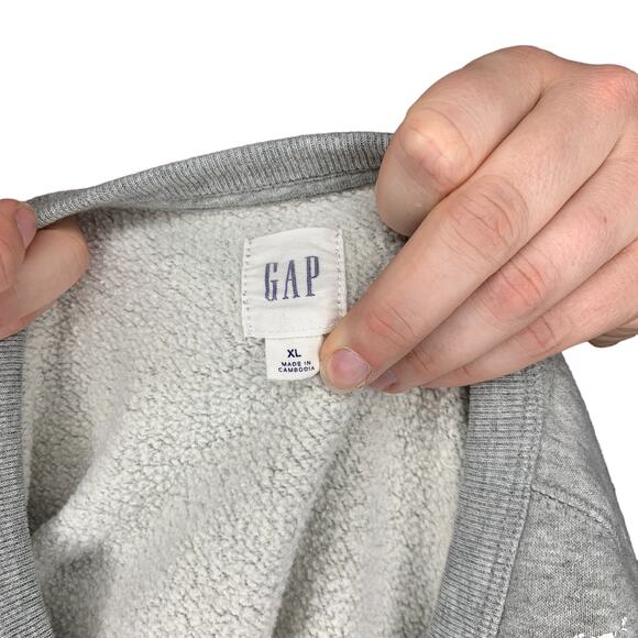 Vintage Y2K GAP Grey Big Logo Original Crewneck Pullover Hoodie Sweatshirt XL - Picture 5 of 5